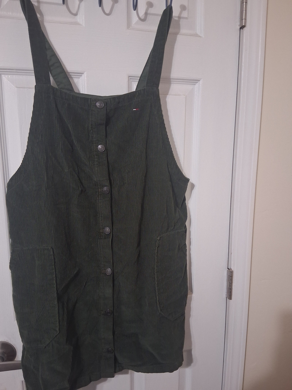 Tommy Hilfiger Dark Green Corduroy Button-Front Pinafore